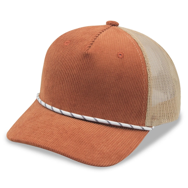 Corduroy 5 Panels Trucker Cap w/Rope - Corduroy 5 Panels Trucker Cap w/Rope - Image 1 of 6