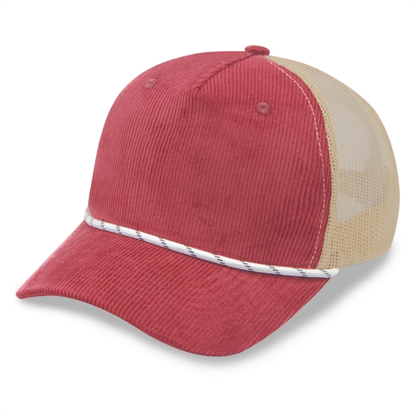 Corduroy 5 Panels Trucker Cap w/Rope - Corduroy 5 Panels Trucker Cap w/Rope - Image 2 of 6