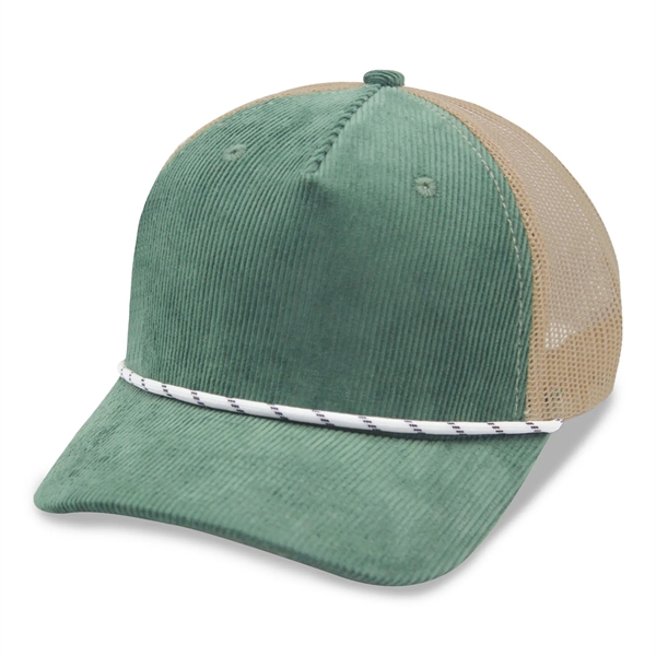 Corduroy 5 Panels Trucker Cap w/Rope - Corduroy 5 Panels Trucker Cap w/Rope - Image 3 of 6