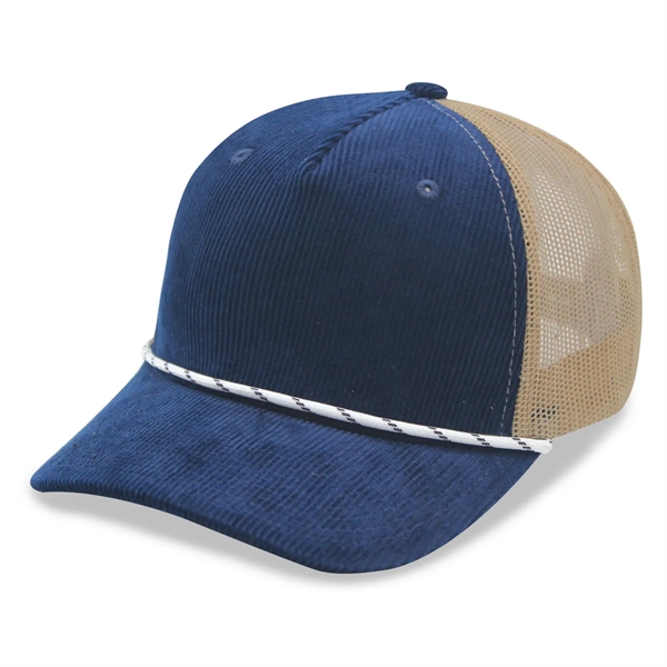 Corduroy 5 Panels Trucker Cap w/Rope - Corduroy 5 Panels Trucker Cap w/Rope - Image 4 of 6