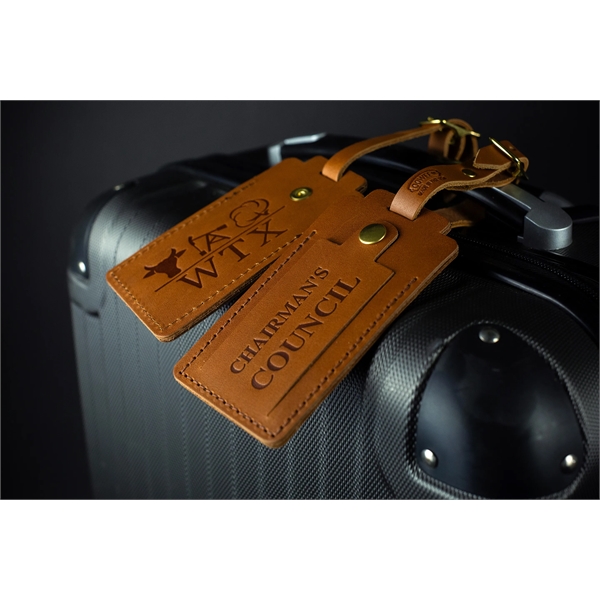 Full-Grain Leather Luggage Tag with snap- Made in USA - Full-Grain Leather Luggage Tag with snap- Made in USA - Image 0 of 6