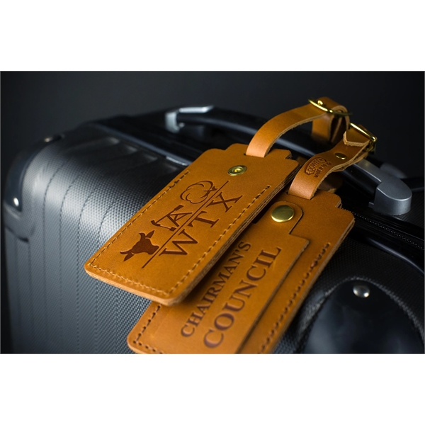 Full-Grain Leather Luggage Tag with snap- Made in USA - Full-Grain Leather Luggage Tag with snap- Made in USA - Image 1 of 6