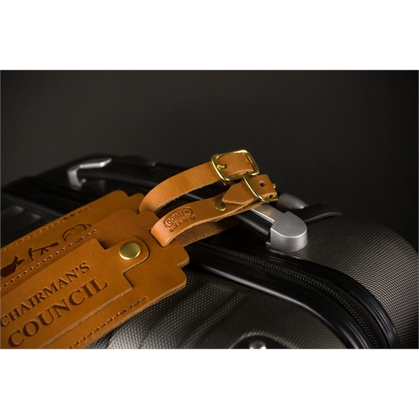 Full-Grain Leather Luggage Tag with snap- Made in USA - Full-Grain Leather Luggage Tag with snap- Made in USA - Image 2 of 6