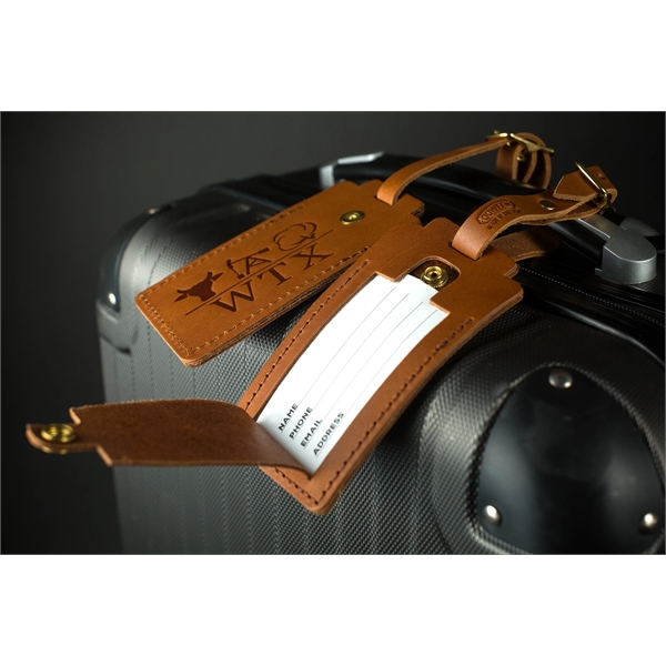 Full-Grain Leather Luggage Tag with snap- Made in USA - Full-Grain Leather Luggage Tag with snap- Made in USA - Image 3 of 6