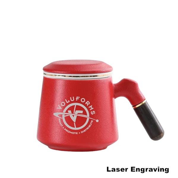 14 oz Ceramic Coffee Tea Cup with Lid Handle Infuser - 14 oz Ceramic Coffee Tea Cup with Lid Handle Infuser - Image 5 of 12