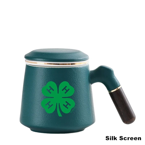 14 oz Ceramic Coffee Tea Cup with Lid Handle Infuser - 14 oz Ceramic Coffee Tea Cup with Lid Handle Infuser - Image 3 of 12