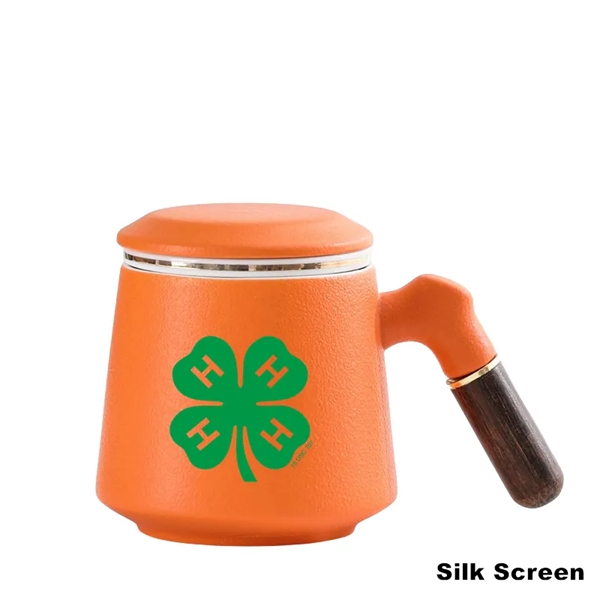 14 oz Ceramic Coffee Tea Cup with Lid Handle Infuser - 14 oz Ceramic Coffee Tea Cup with Lid Handle Infuser - Image 4 of 12