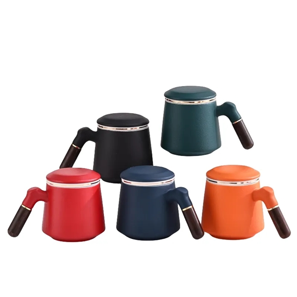 14 oz Ceramic Coffee Tea Cup with Lid Handle Infuser - 14 oz Ceramic Coffee Tea Cup with Lid Handle Infuser - Image 6 of 12