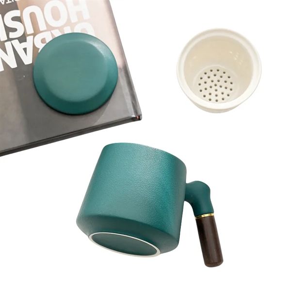 14 oz Ceramic Coffee Tea Cup with Lid Handle Infuser - 14 oz Ceramic Coffee Tea Cup with Lid Handle Infuser - Image 7 of 12