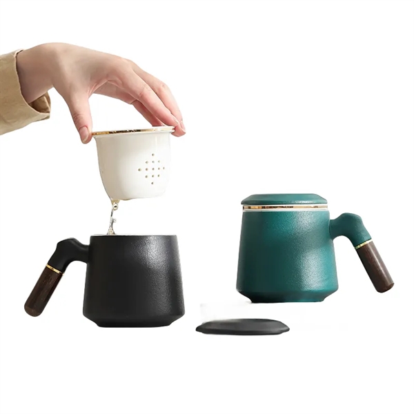 14 oz Ceramic Coffee Tea Cup with Lid Handle Infuser - 14 oz Ceramic Coffee Tea Cup with Lid Handle Infuser - Image 9 of 12