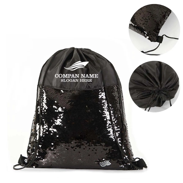 Cool Sequin Drawstring Bag - Cool Sequin Drawstring Bag - Image 0 of 4