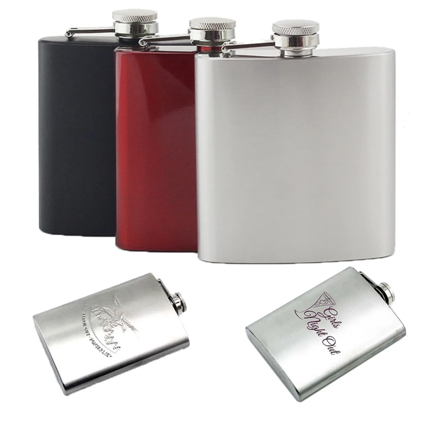 8 Oz Stainless Steel Hip Flasks With A Screw Top - 8 Oz Stainless Steel Hip Flasks With A Screw Top - Image 1 of 1