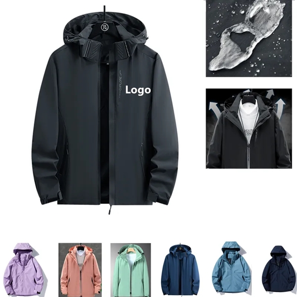 Full-Zip Waterproof Hooded Light Casual Hiking Jacket - Full-Zip Waterproof Hooded Light Casual Hiking Jacket - Image 0 of 5