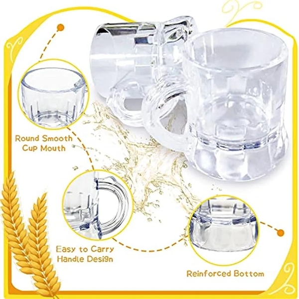 1oz Mini Plastic Beer Mug Shot Glass With Handle - 1oz Mini Plastic Beer Mug Shot Glass With Handle - Image 2 of 6