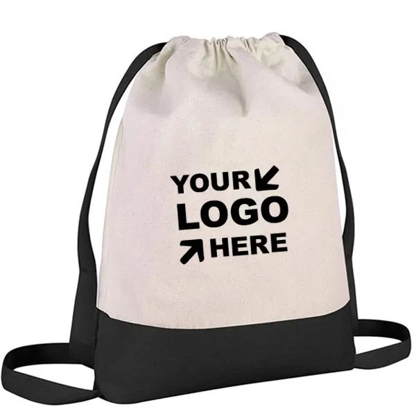 Two Tone 8 oz. Cotton Drawstring Backpack - Two Tone 8 oz. Cotton Drawstring Backpack - Image 9 of 9