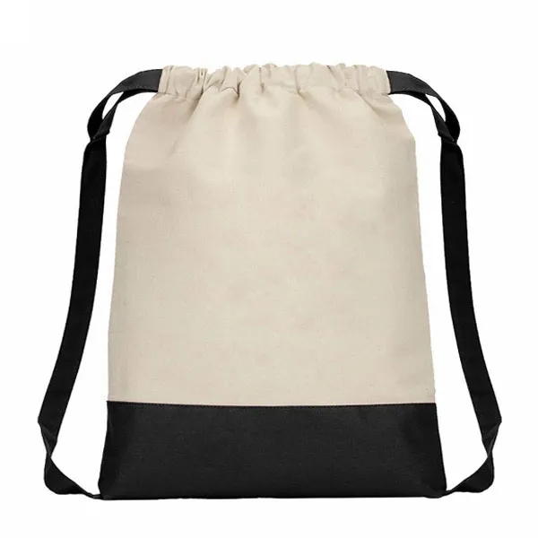 Two Tone 8 oz. Cotton Drawstring Backpack - Two Tone 8 oz. Cotton Drawstring Backpack - Image 7 of 9