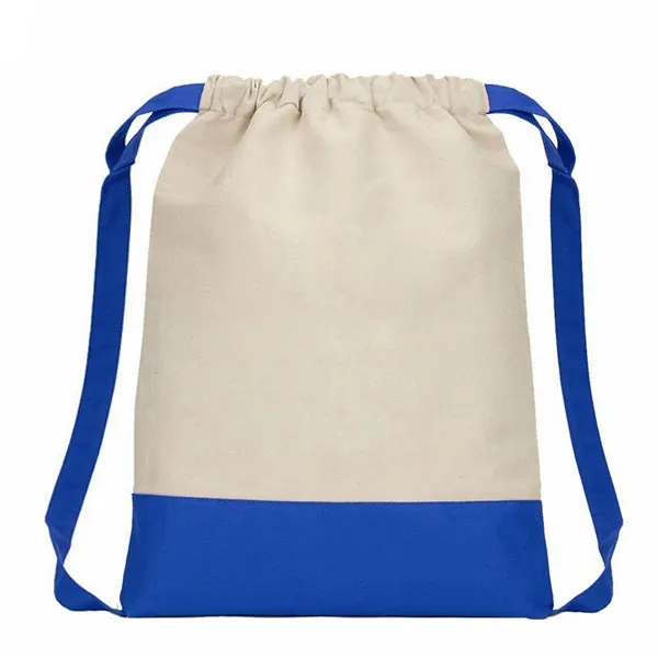 Two Tone 8 oz. Cotton Drawstring Backpack - Two Tone 8 oz. Cotton Drawstring Backpack - Image 1 of 9