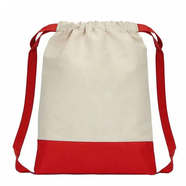 Two Tone 8 oz. Cotton Drawstring Backpack - Two Tone 8 oz. Cotton Drawstring Backpack - Image 3 of 9