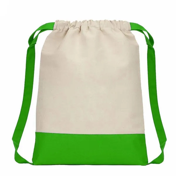 Two Tone 8 oz. Cotton Drawstring Backpack - Two Tone 8 oz. Cotton Drawstring Backpack - Image 4 of 9