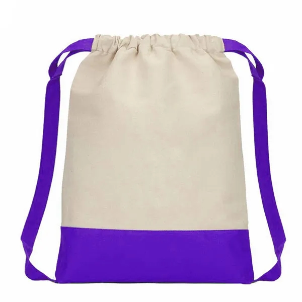 Two Tone 8 oz. Cotton Drawstring Backpack - Two Tone 8 oz. Cotton Drawstring Backpack - Image 5 of 9