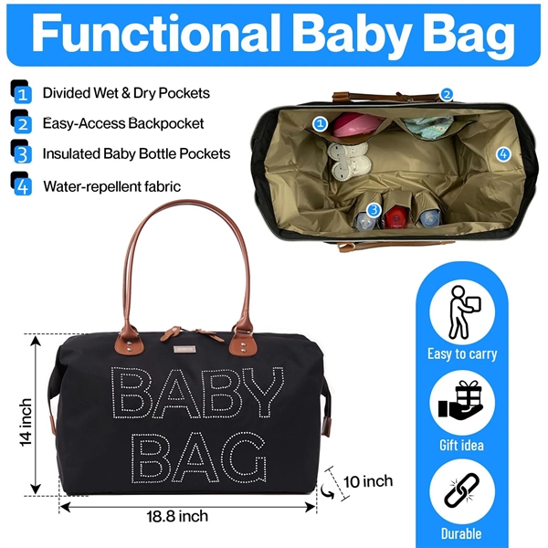 Polyester Baby Diaper Hospital Tote Duffel bag black - Polyester Baby Diaper Hospital Tote Duffel bag black - Image 1 of 4