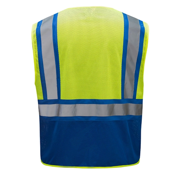 Hi Vis Reflective Class2 Mesh Blue Bottom Safety Pocket Vest - Hi Vis Reflective Class2 Mesh Blue Bottom Safety Pocket Vest - Image 4 of 4