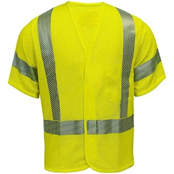 Hi Viz rPET Segmented Class 3 Safety Hook & Loop Pocket Vest - Hi Viz rPET Segmented Class 3 Safety Hook & Loop Pocket Vest - Image 1 of 2