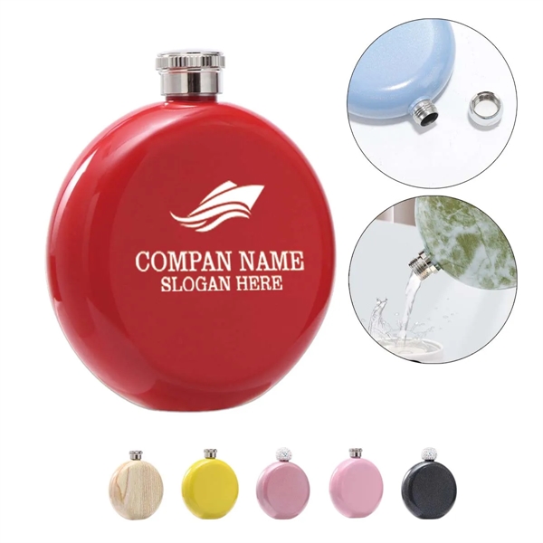 5 Oz Round Metal Carry-On Flask - 5 Oz Round Metal Carry-On Flask - Image 0 of 5