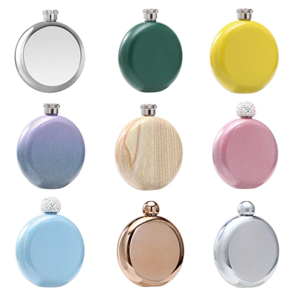 5 Oz Round Metal Carry-On Flask - 5 Oz Round Metal Carry-On Flask - Image 1 of 5