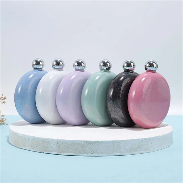 5 Oz Round Metal Carry-On Flask - 5 Oz Round Metal Carry-On Flask - Image 5 of 5
