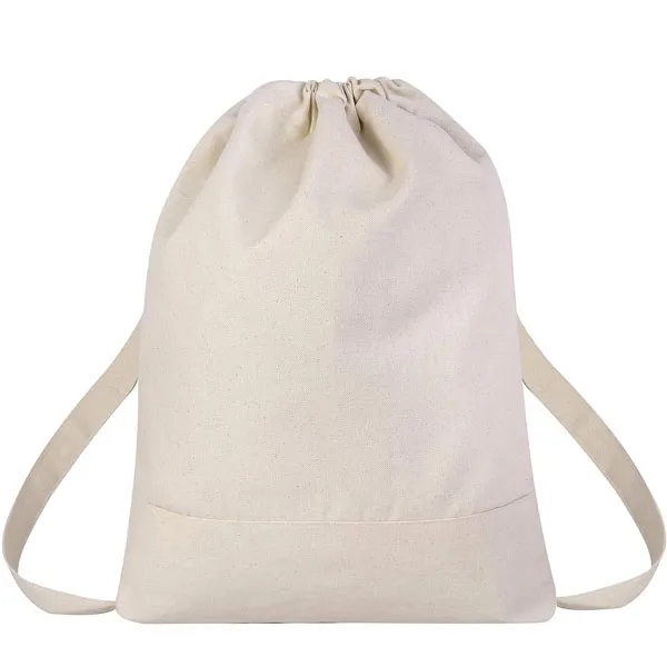 Two Tone 8 oz. Cotton Drawstring Backpack - Two Tone 8 oz. Cotton Drawstring Backpack - Image 8 of 9