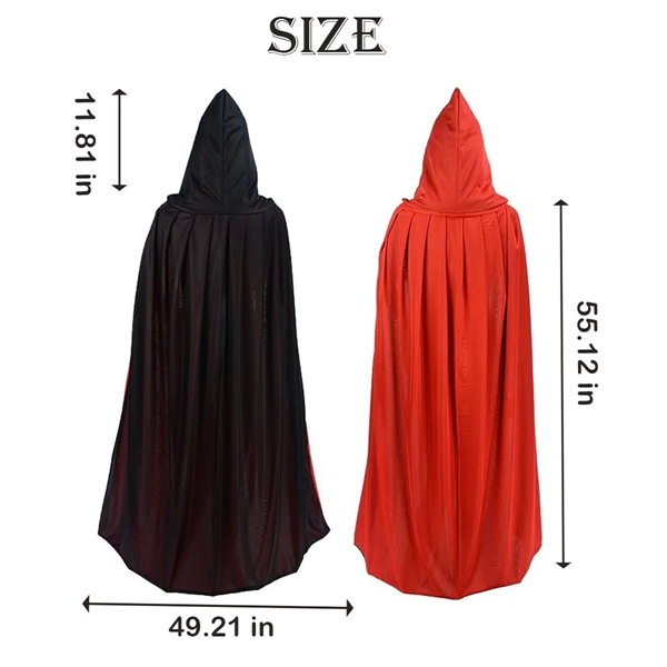 Double Face Red Black Hooded Cloak Goth - Double Face Red Black Hooded Cloak Goth - Image 1 of 3