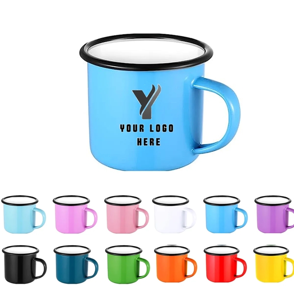 12oz Enamel Coffee Mugs with Handle - 12oz Enamel Coffee Mugs with Handle - Image 0 of 1