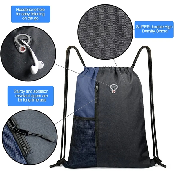 Drawstring Backpack Sports Gym Bag - Drawstring Backpack Sports Gym Bag - Image 3 of 6