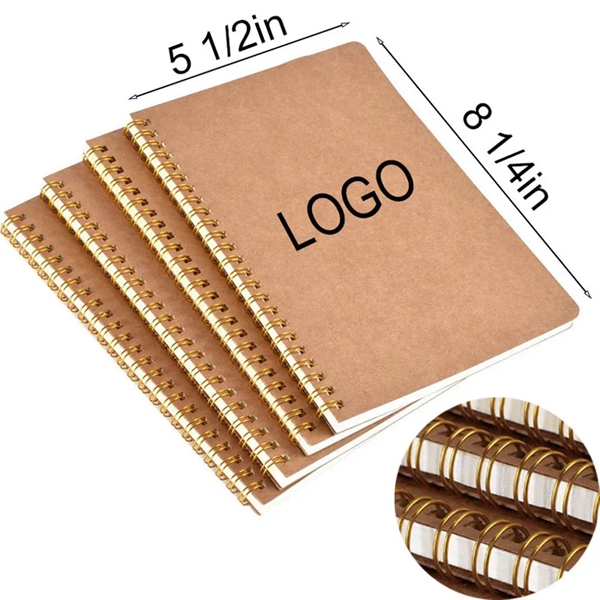 A5 Golden Coil Kraft Paper Notebook - A5 Golden Coil Kraft Paper Notebook - Image 0 of 2