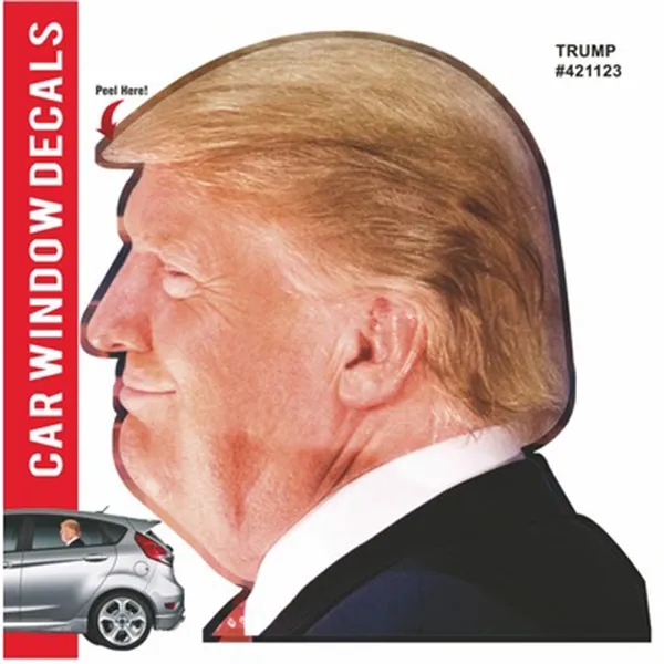 DONALD TRUMP RIDE ALONG CAR MESH HEAD LEFT WINDOW PEEL OFF - DONALD TRUMP RIDE ALONG CAR MESH HEAD LEFT WINDOW PEEL OFF - Image 0 of 1