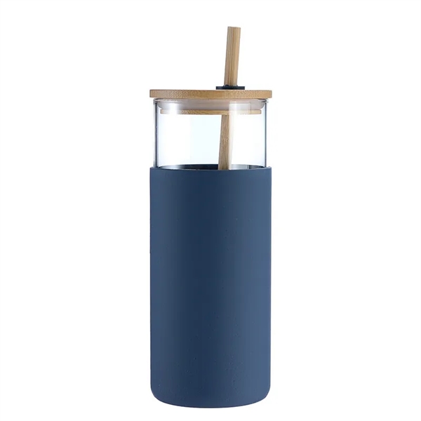 20oz Glass Tumbler Water Bottle Straw Silicone Protect - 20oz Glass Tumbler Water Bottle Straw Silicone Protect - Image 2 of 4