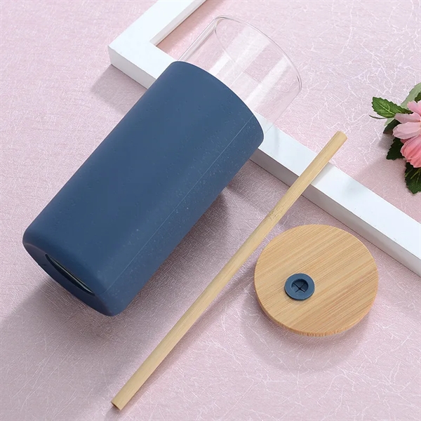 20oz Glass Tumbler Water Bottle Straw Silicone Protect - 20oz Glass Tumbler Water Bottle Straw Silicone Protect - Image 4 of 4