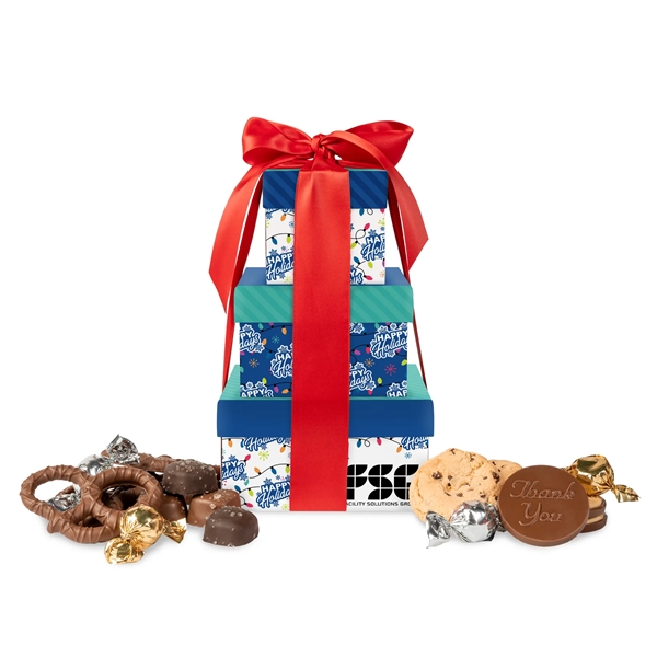 Square Tower Box - Cookies, Truffles, Caramels & Pretzels