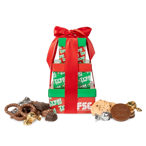 Square Tower Box - Cookies, Truffles, Caramels & Pretzels
