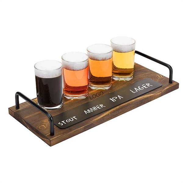 Rustic Burnt Brown Wood Beer Tasting Flight Server Board - Rustic Burnt Brown Wood Beer Tasting Flight Server Board - Image 1 of 5