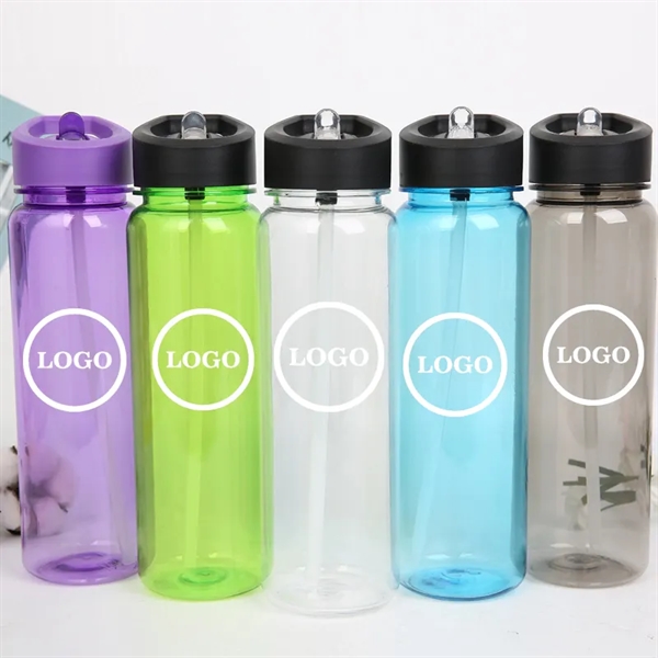 24 oz Bottles with Flip Straw Lid - 24 oz Bottles with Flip Straw Lid - Image 0 of 1