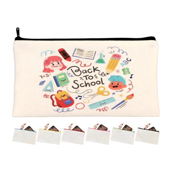 MOQ 100Full Color Multipurpose Canvas Zippered Pencil Case - MOQ 100Full Color Multipurpose Canvas Zippered Pencil Case - Image 0 of 7
