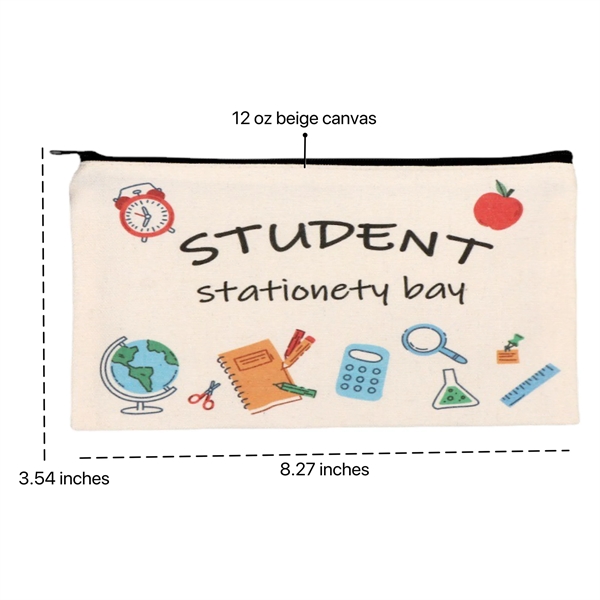 MOQ 100Full Color Multipurpose Canvas Zippered Pencil Case - MOQ 100Full Color Multipurpose Canvas Zippered Pencil Case - Image 1 of 7