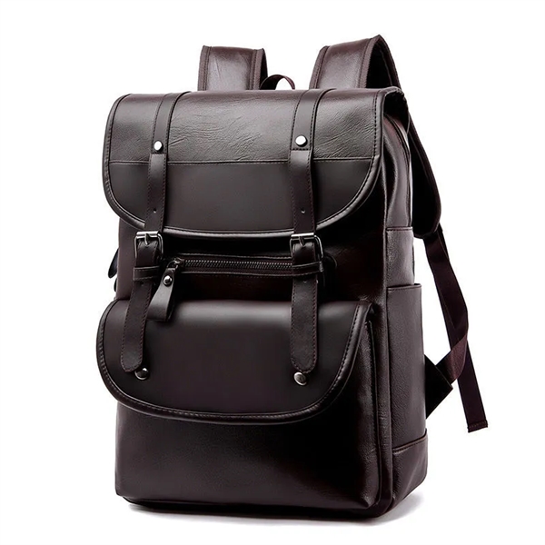 Retro Leather Laptop Backpack - Retro Leather Laptop Backpack - Image 1 of 3