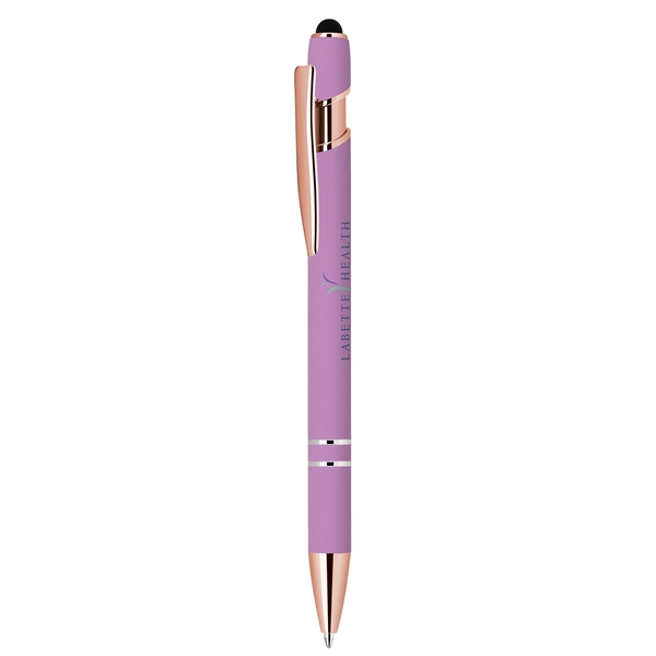 Stylus-3261 Bright Ballpoint Soft Touch Pens with Rose Gold - Stylus-3261 Bright Ballpoint Soft Touch Pens with Rose Gold - Image 3 of 14