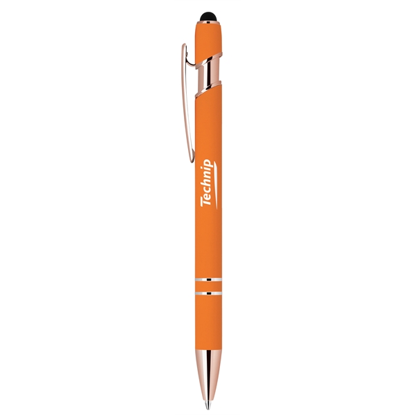 Stylus-3261 Bright Ballpoint Soft Touch Pens with Rose Gold - Stylus-3261 Bright Ballpoint Soft Touch Pens with Rose Gold - Image 4 of 14