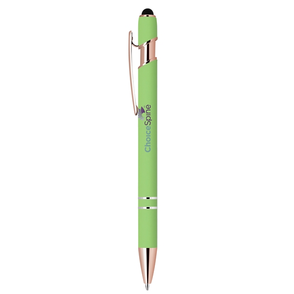 Stylus-3261 Bright Ballpoint Soft Touch Pens with Rose Gold - Stylus-3261 Bright Ballpoint Soft Touch Pens with Rose Gold - Image 6 of 14