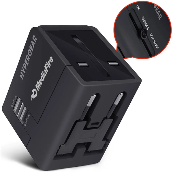 Hypergear All-in-One World Travel Adapter - Black - Hypergear All-in-One World Travel Adapter - Black - Image 6 of 7