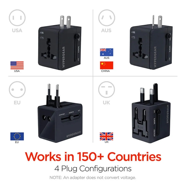 Hypergear All-in-One World Travel Adapter - Black - Hypergear All-in-One World Travel Adapter - Black - Image 7 of 7
